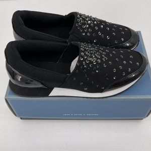 VERA WANG Womens SVK LOVER‎ BLACK SEQUIN SLIP ON SNEAKERS SHOES SZ 9.5